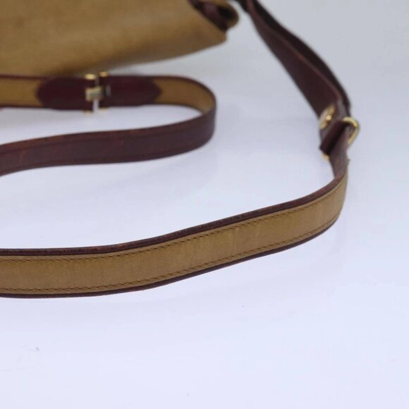 CARTIER Shoulder Bag Leather Beige Red Auth 80947 - Picture 11 of 14